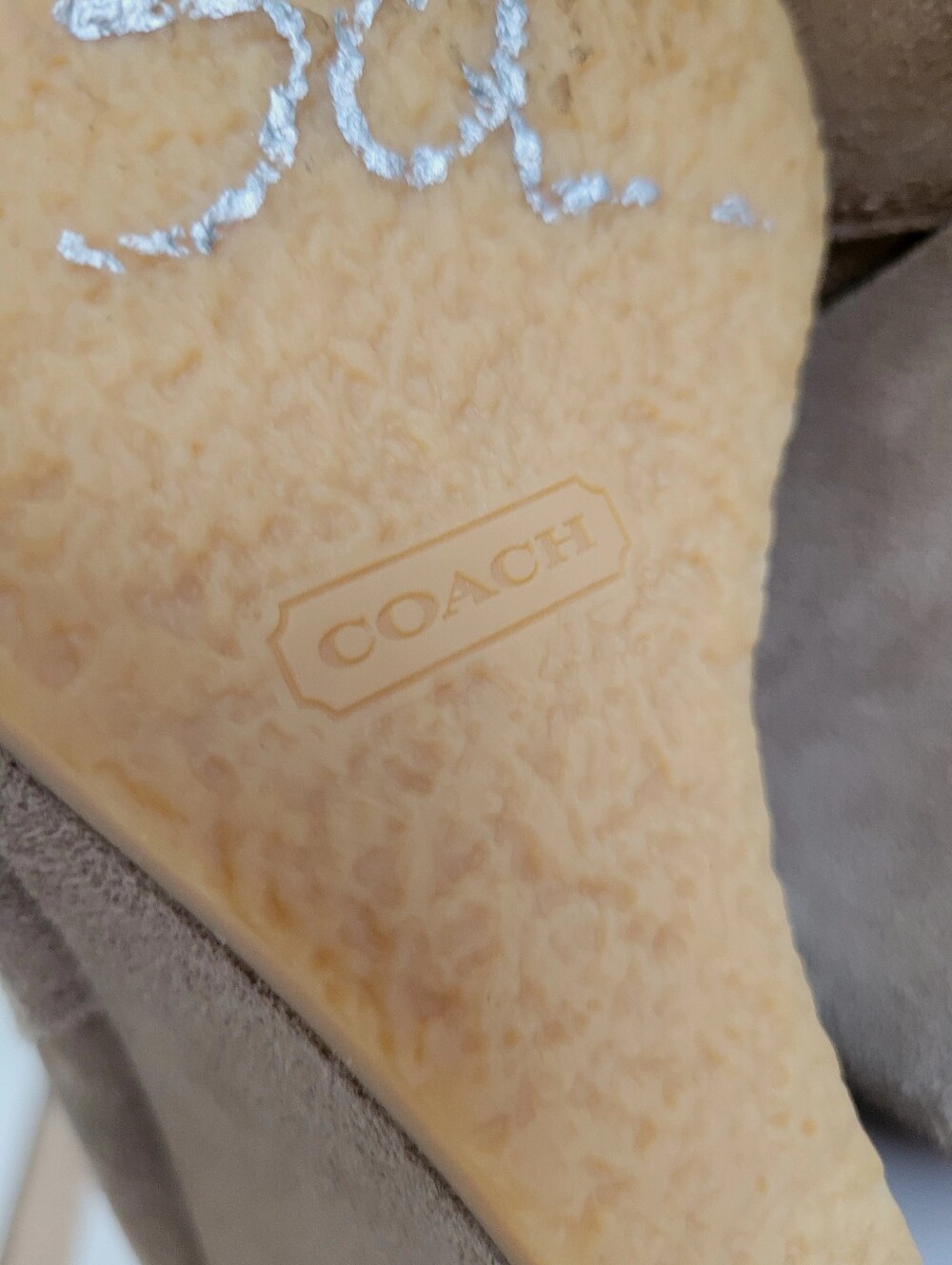 Coach Danee Taupe Suede Shearling Wedge Ankle Boots with Side Zip 10 - Picture 11 of 16